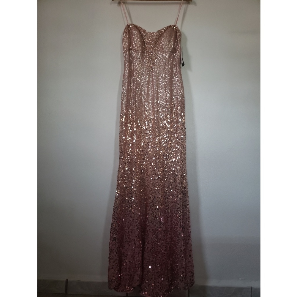 Ignite Strapless Blush Sequin Mermaid Dress